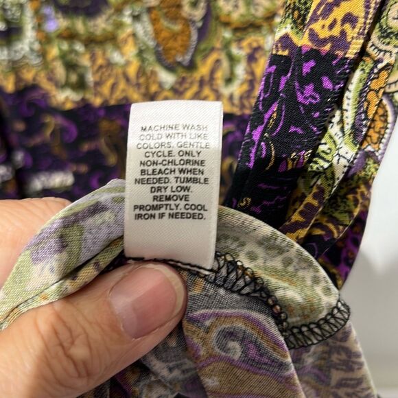 Cato Women's Multicolor Paisley Lace Smocked Ruffle Sleeveless Blouse Size 14 - Picture 11 of 11